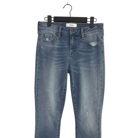 Pistola Mid Rise Skinny Distressed Stretch Ankle Jeans 27 Medium Wash Blue #3206 - Picture 2 of 13